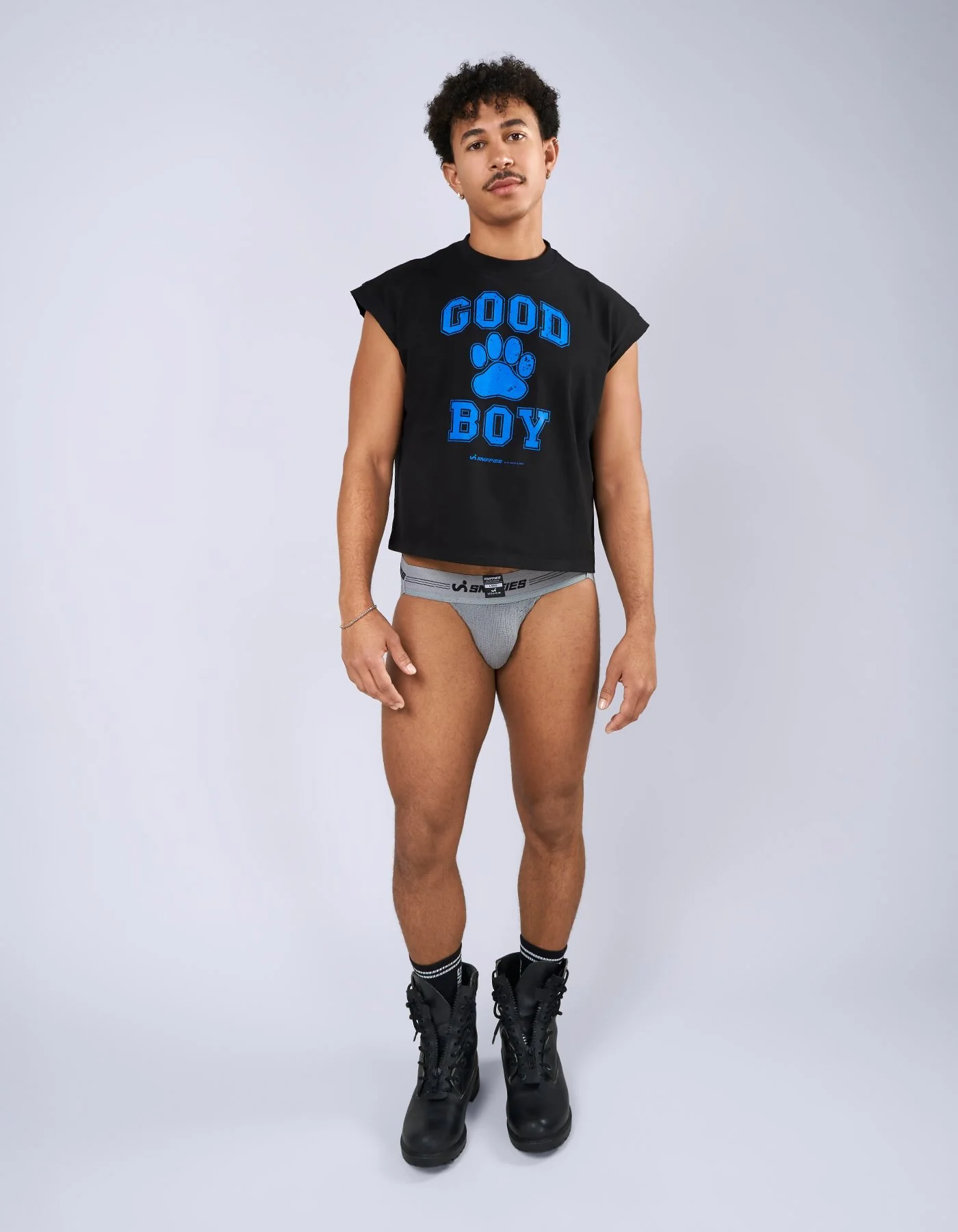 Good Boy Muscle Crop Tee - Black - Image 3