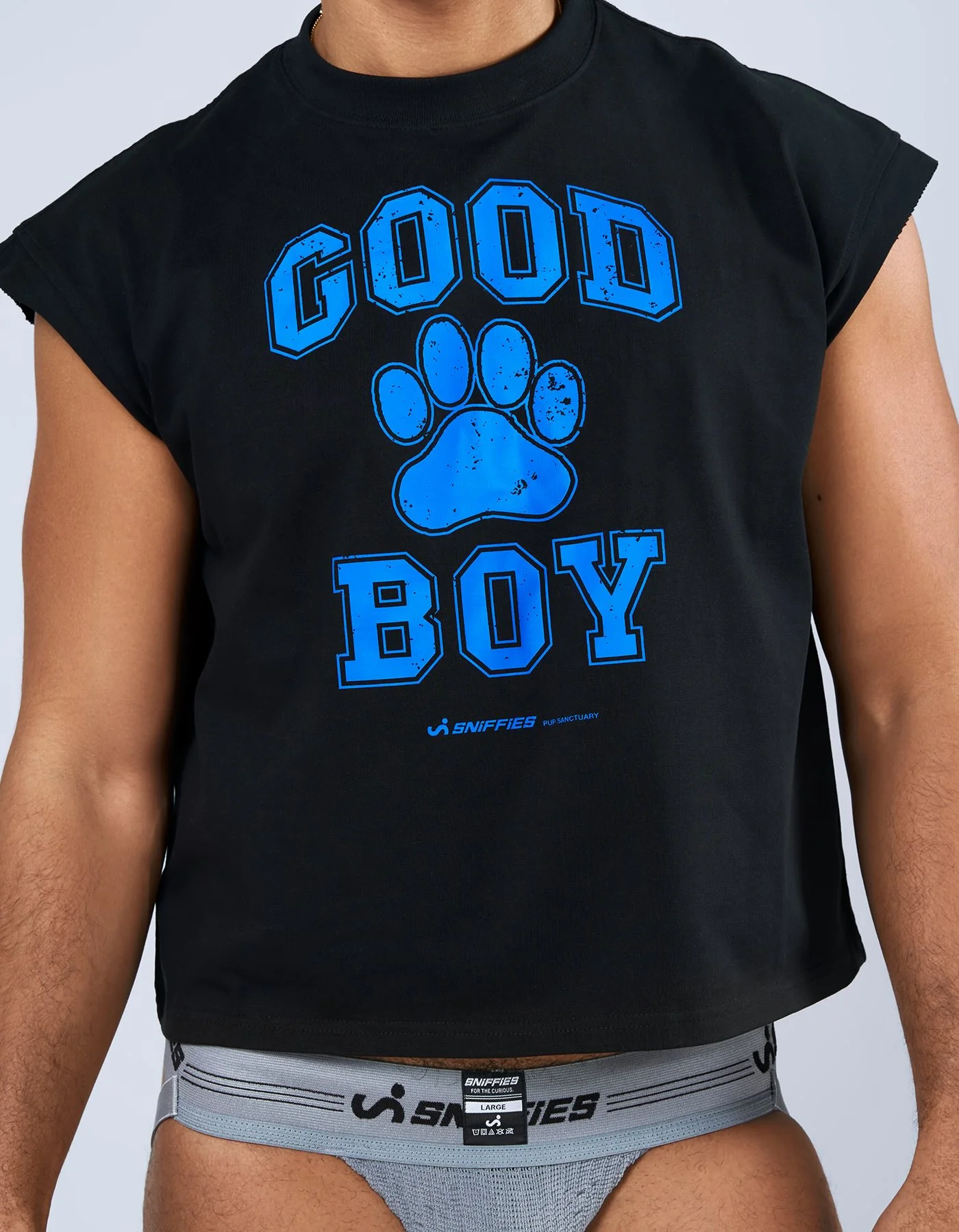 Good Boy Muscle Crop Tee - Black - Image 4