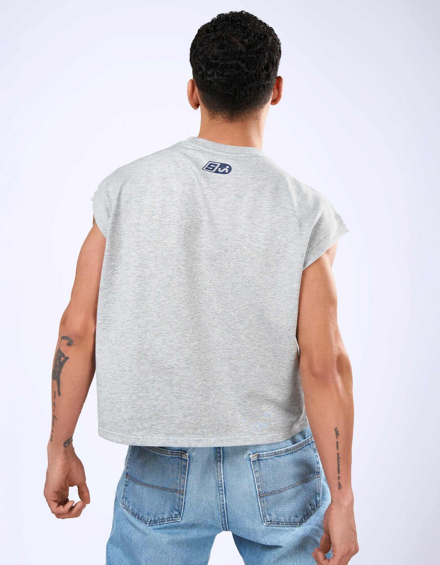 Good Boy Muscle Crop Tee - Heather Grey - Image 3