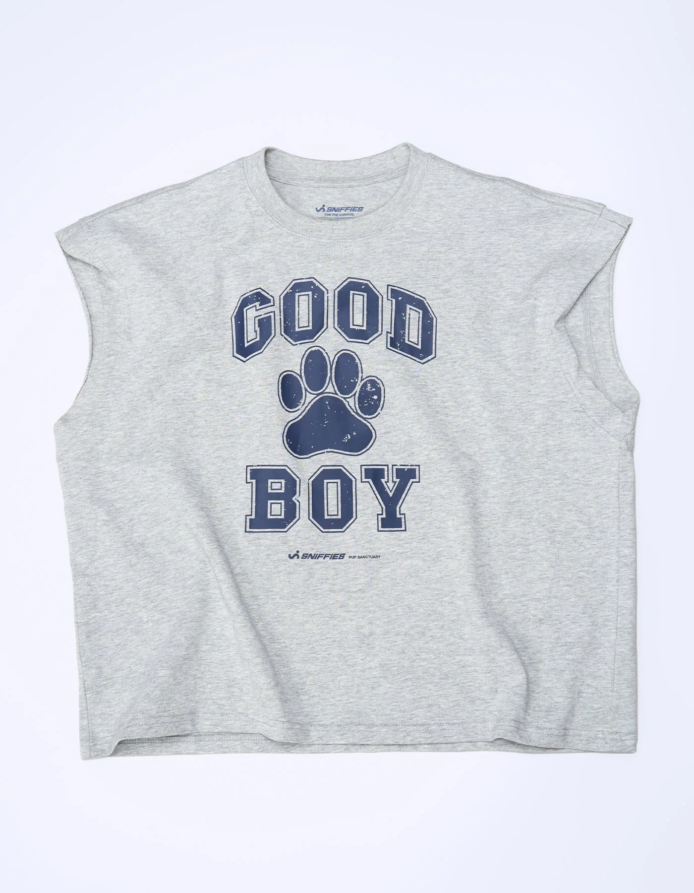 Good Boy Muscle Crop Tee - Heather Grey - Image 6