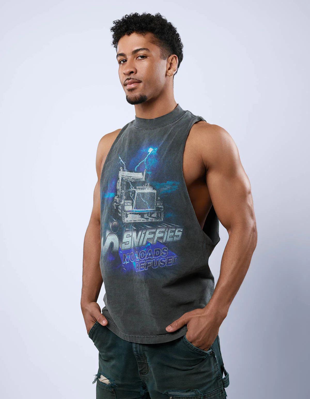 No Loads Refused Cut Off Trucker Tank - Black - Image 4