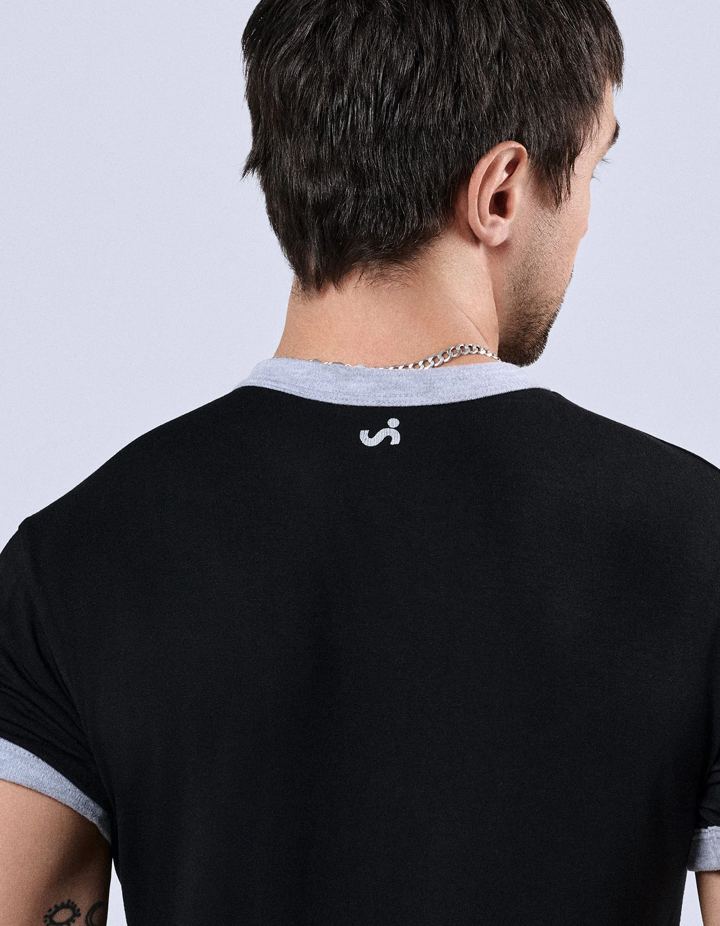 Varsity Cropped Ringer Tee - Black - Image 4