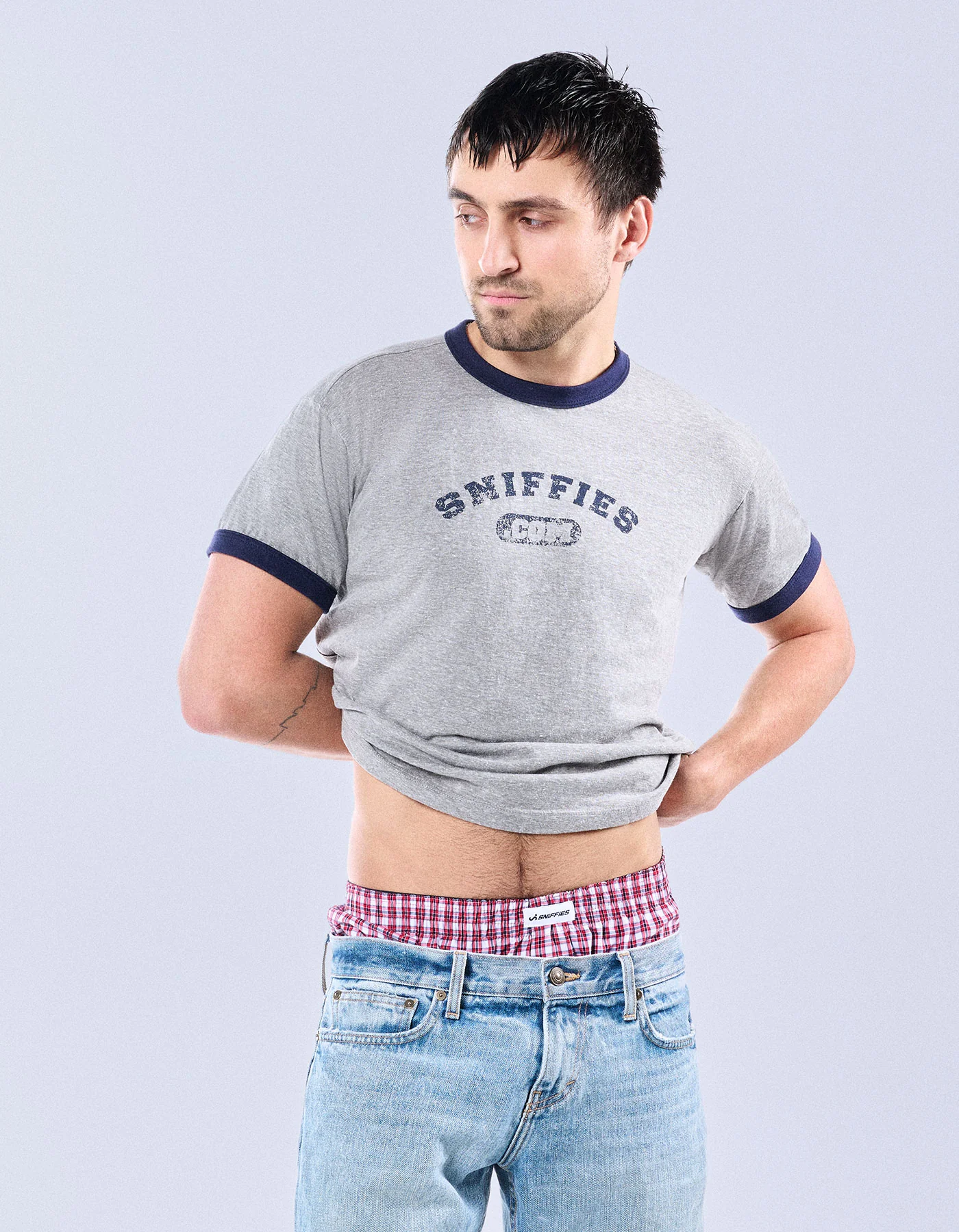 Varsity Cropped Ringer Tee - H.Grey