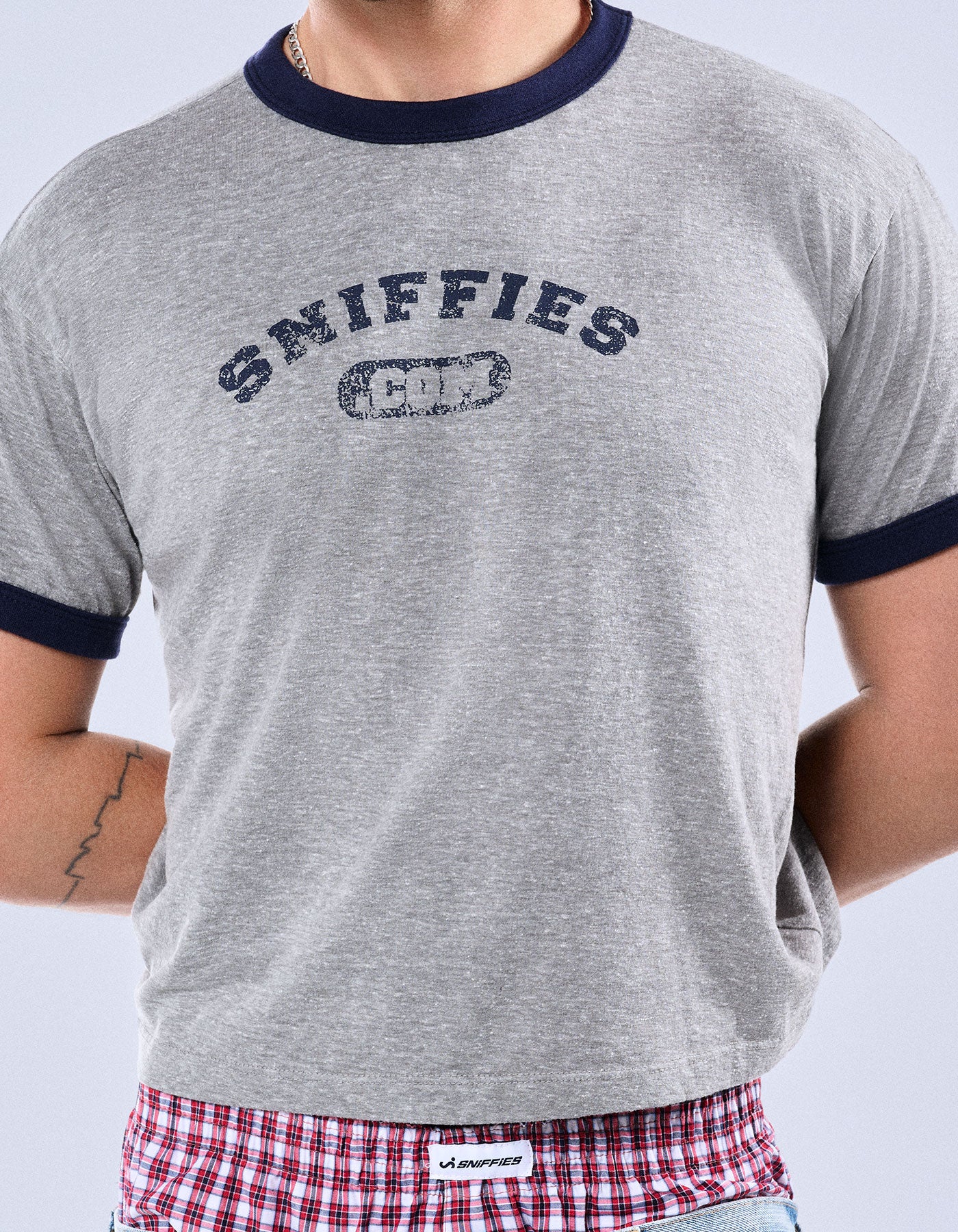 Varsity Cropped Ringer Tee - H.Grey - Image 2