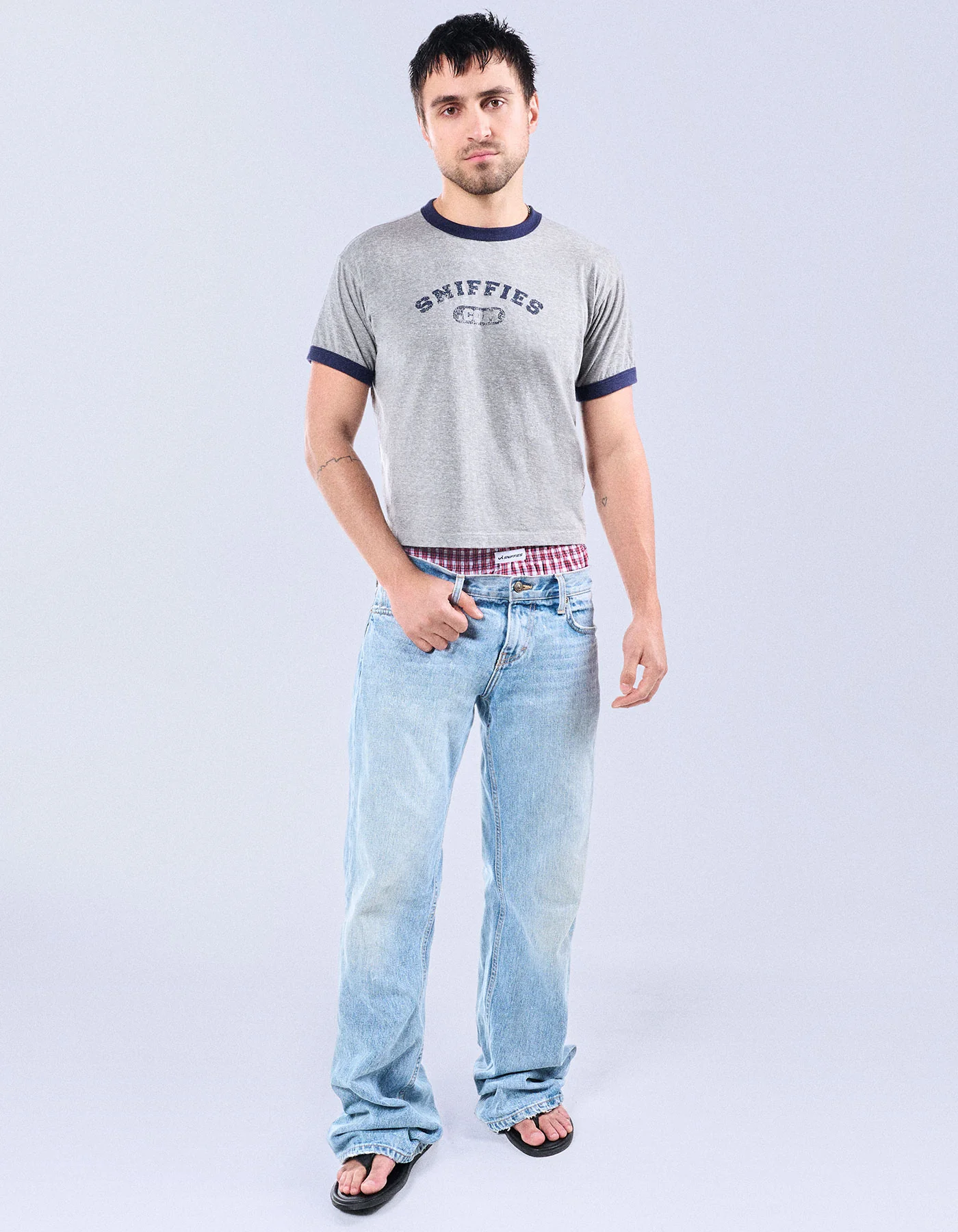 Varsity Cropped Ringer Tee - H.Grey - Image 3
