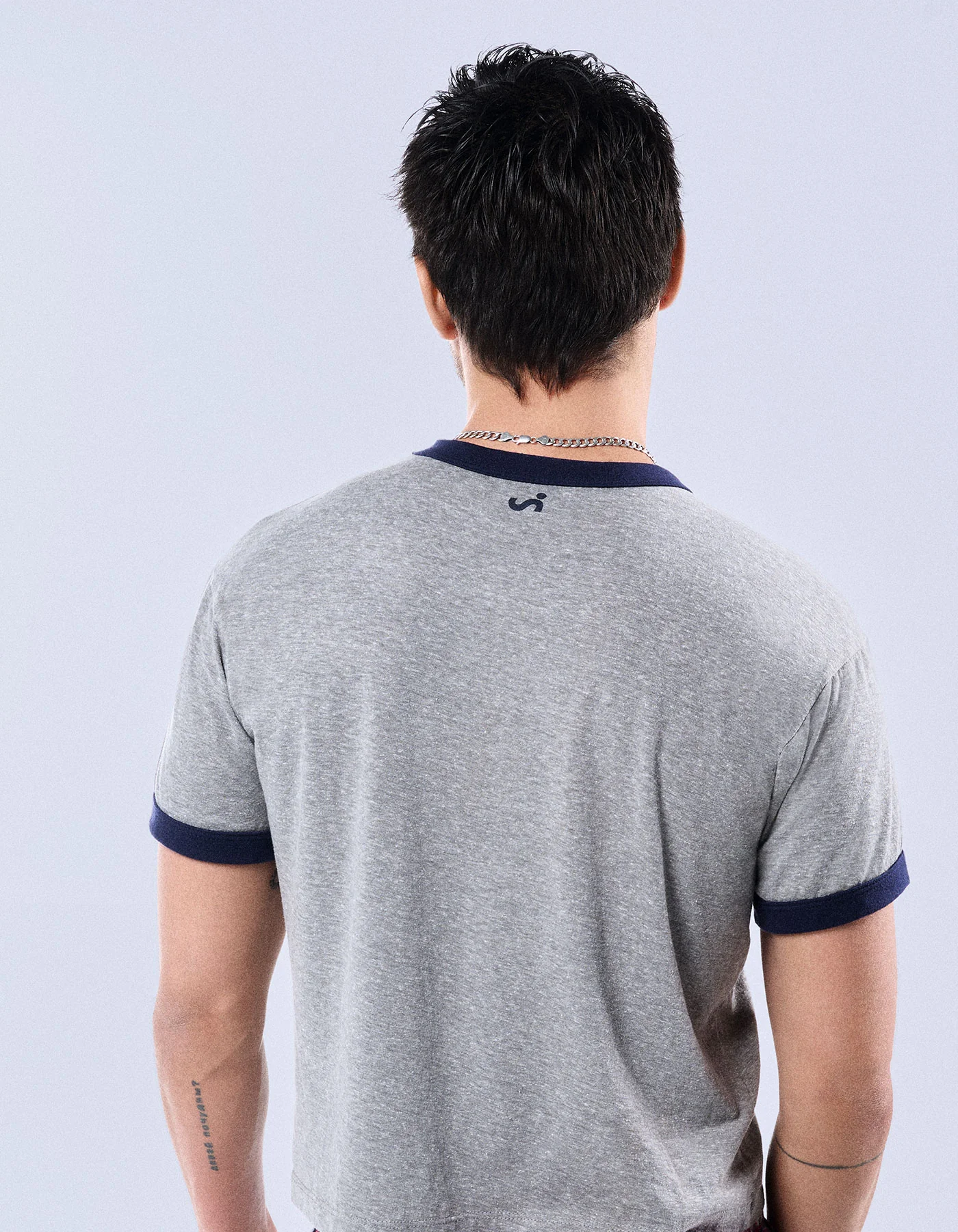 Varsity Cropped Ringer Tee - H.Grey - Image 5