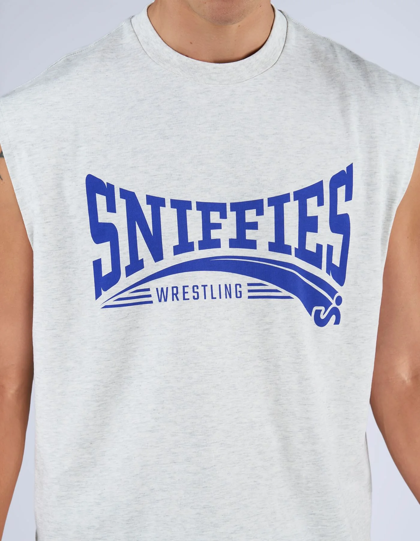 Wrestling Crop Muscle Tank - Light Grey - Image 4